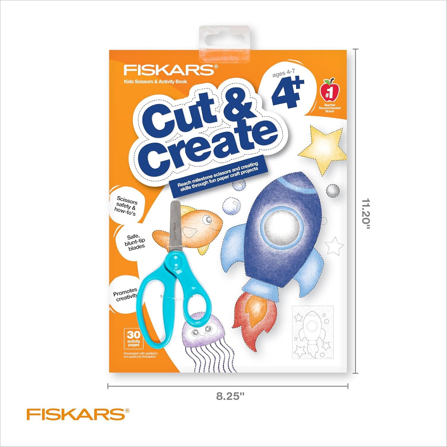 imageFiskars Cut ampamp Learn Kids Activity Book and Training Scissors  Gifts for Kids  Ages 3Ages 4