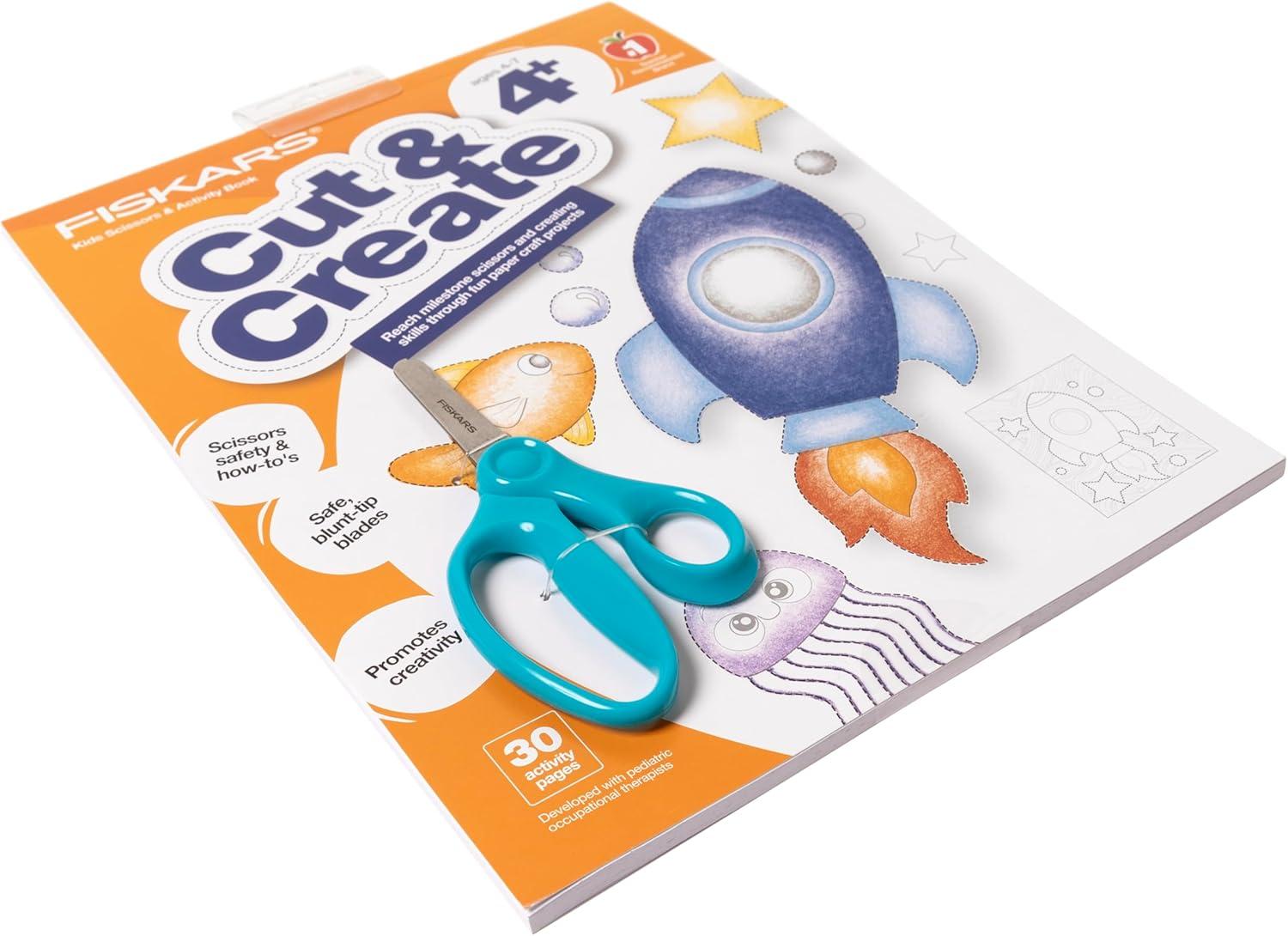 imageFiskars Cut ampamp Learn Kids Activity Book and Training Scissors  Gifts for Kids  Ages 3Ages 4
