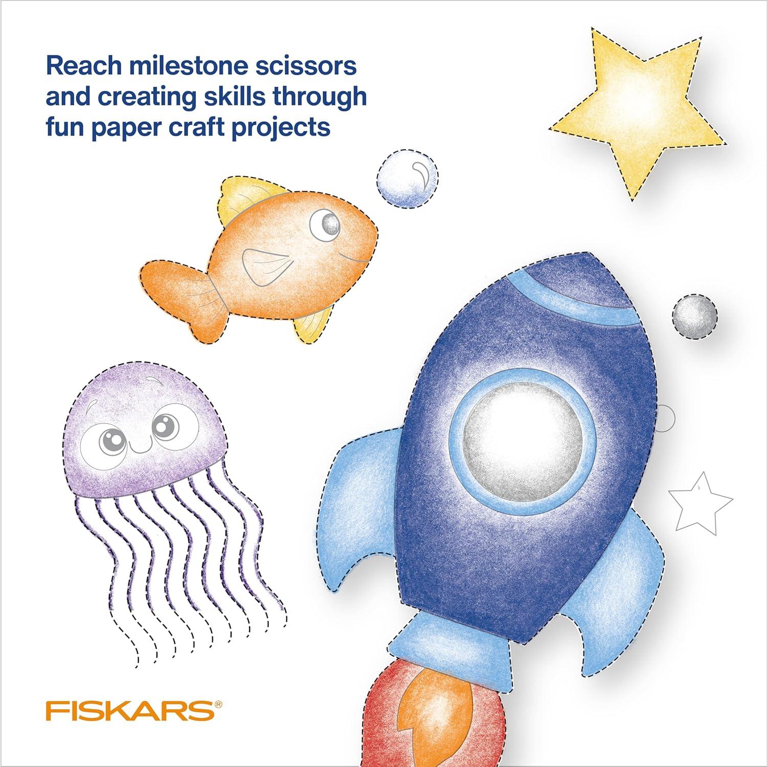 imageFiskars Cut ampamp Learn Kids Activity Book and Training Scissors  Gifts for Kids  Ages 3Ages 4