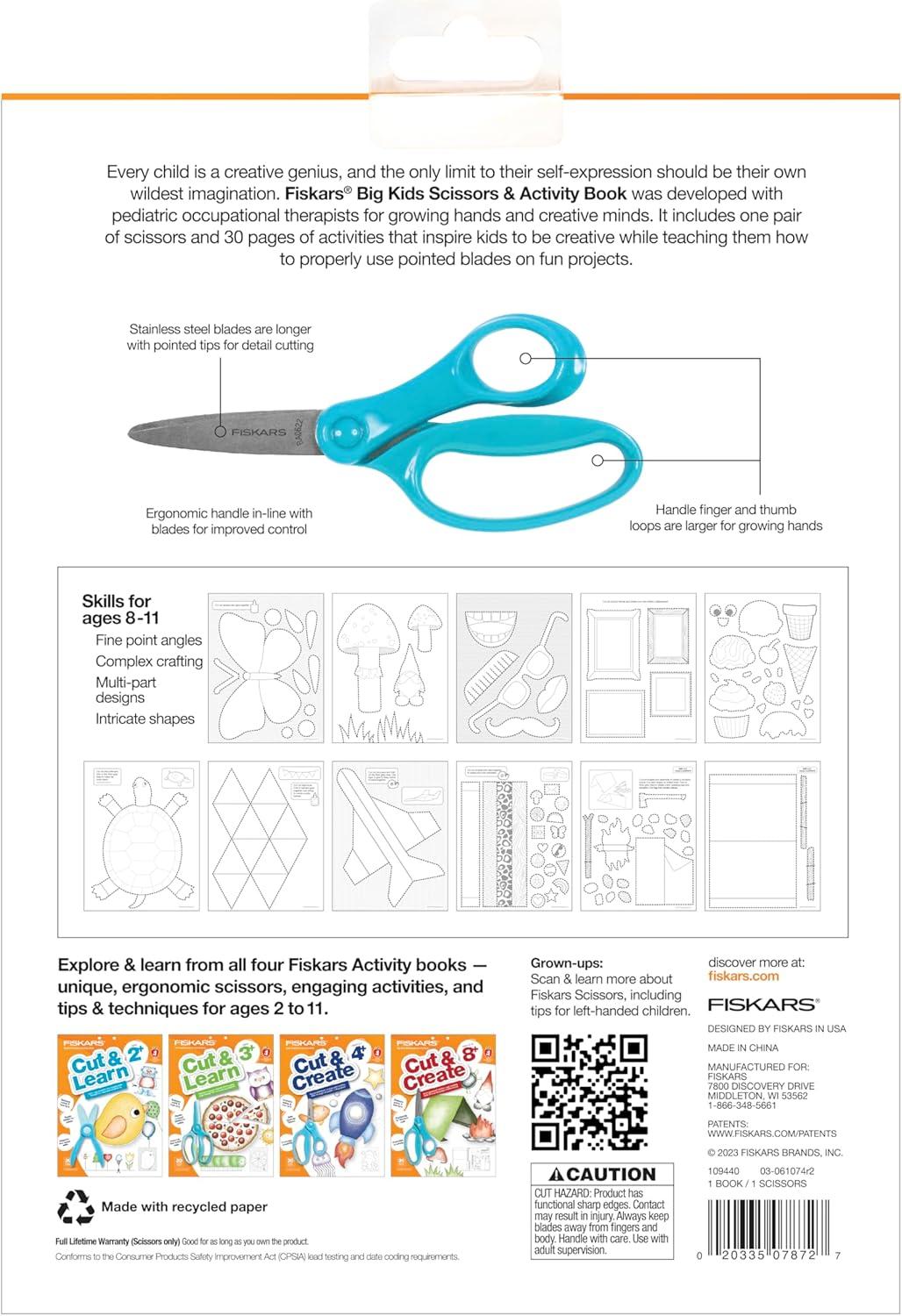 imageFiskars Cut ampamp Learn Kids Activity Book and Training Scissors  Gifts for Kids  Ages 3Ages 8