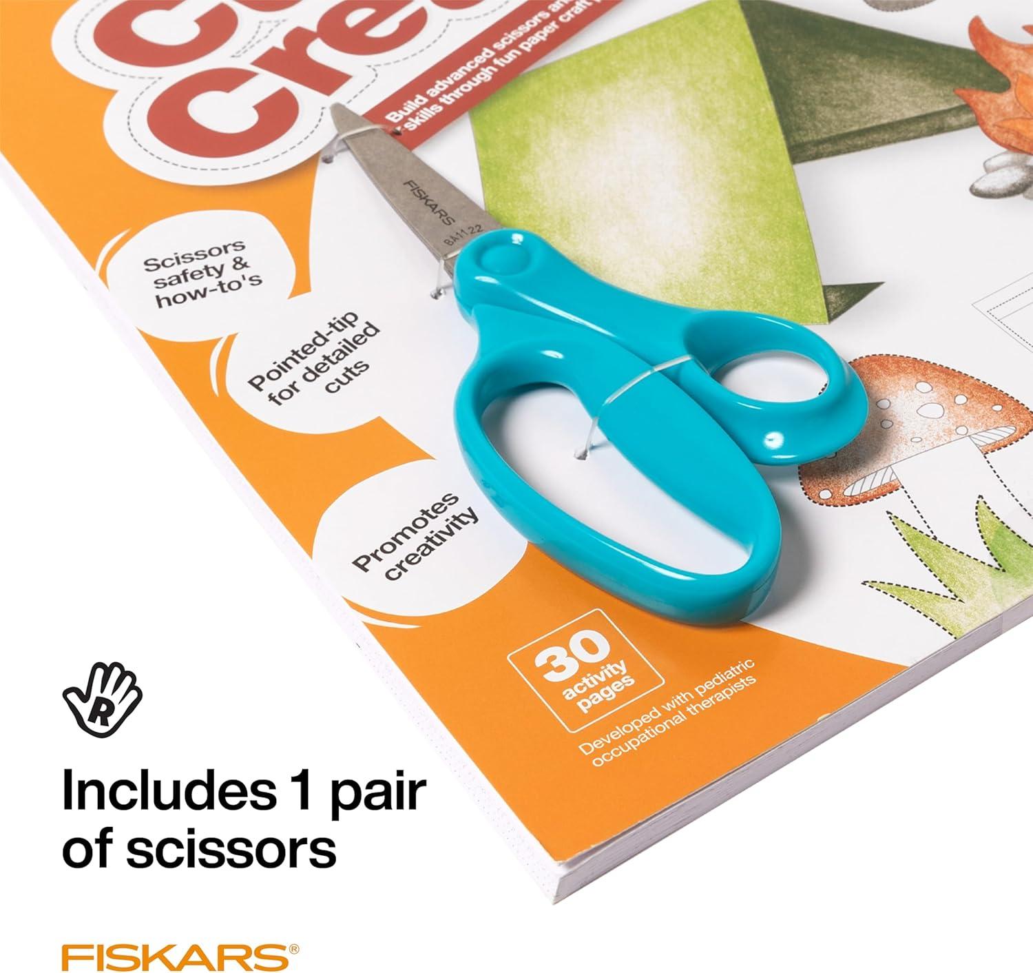 imageFiskars Cut ampamp Learn Kids Activity Book and Training Scissors  Gifts for Kids  Ages 3Ages 8