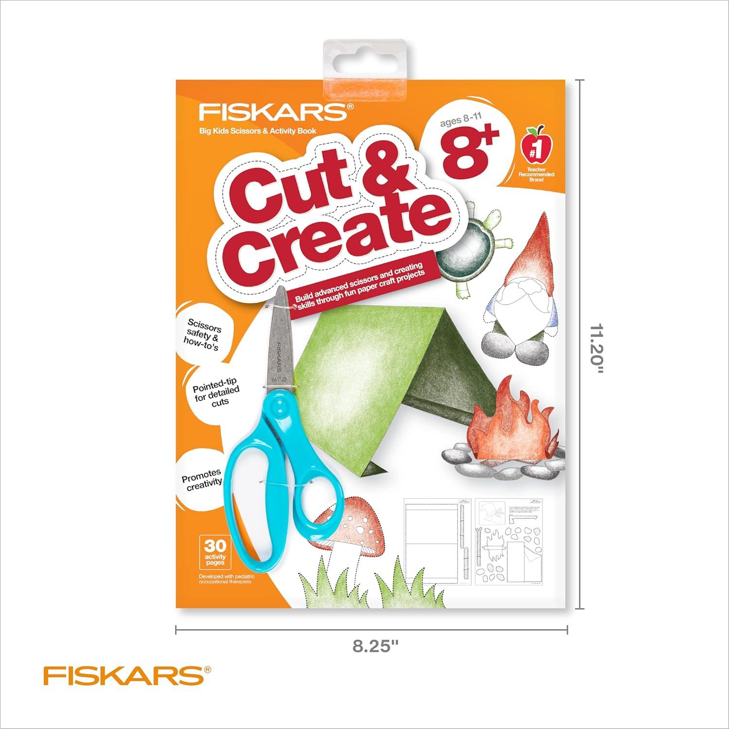 imageFiskars Cut ampamp Learn Kids Activity Book and Training Scissors  Gifts for Kids  Ages 3Ages 8