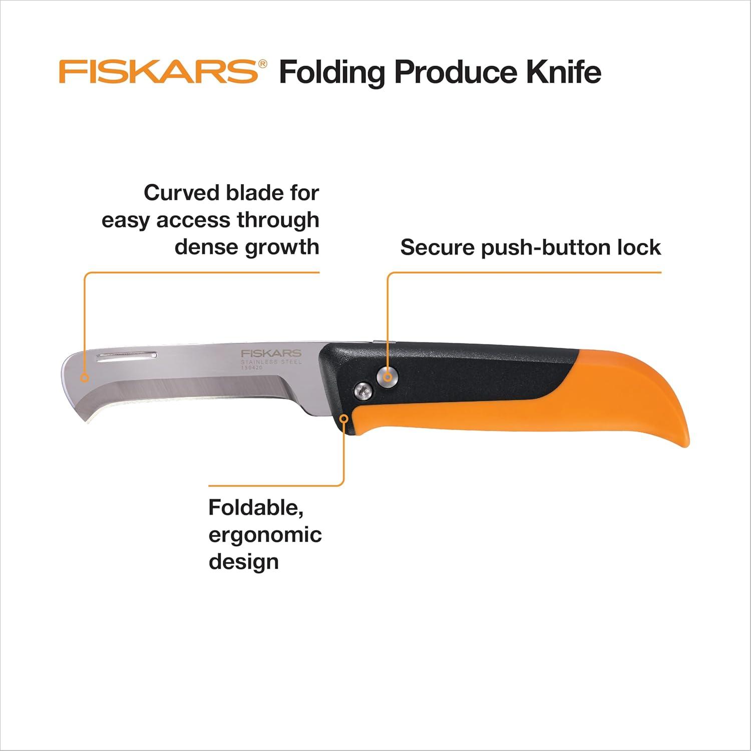 imageFiskars Folding Knife for Produce Harvesting Foldable Gardening Hand Tool with Ergonomic Design