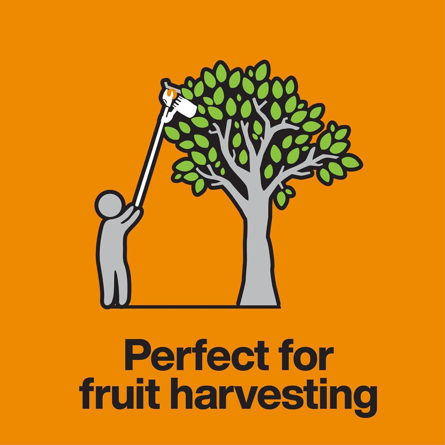 imageFiskars Fruit Picker Basket with Adjustable Basket Angle Machine Washable Mesh Bag Fruit Harvesting Tool Pole Not IncludedMesh Bag