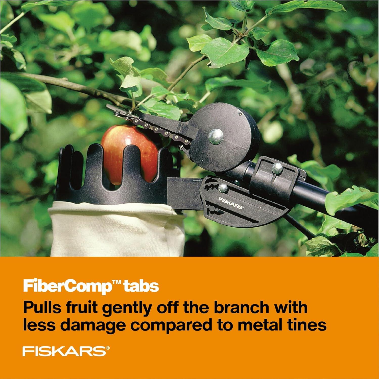 imageFiskars Fruit Picker Basket with Adjustable Basket Angle Machine Washable Mesh Bag Fruit Harvesting Tool Pole Not IncludedMesh Bag