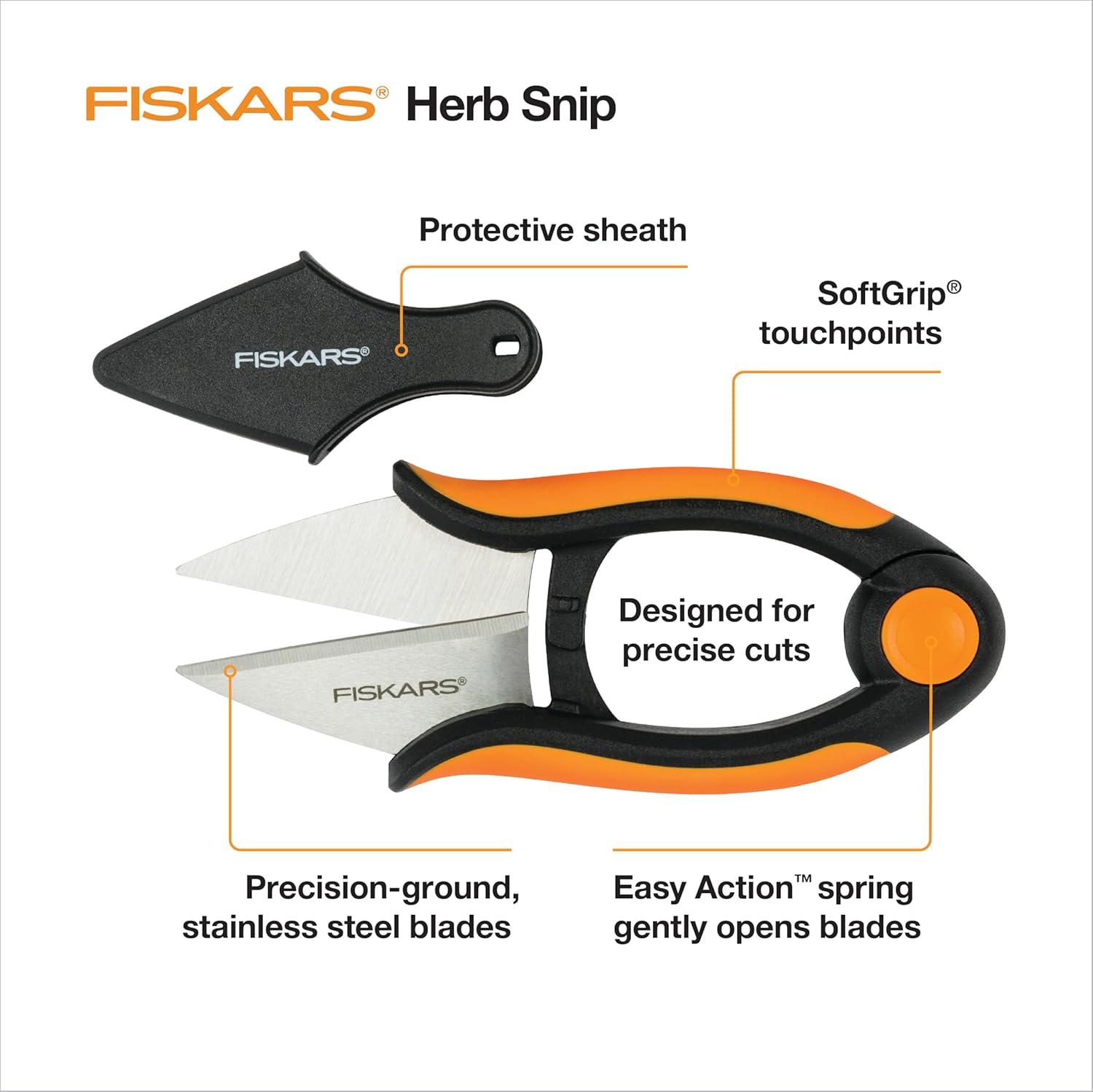 imageFiskars Herb Garden Scissors 5quot Garden Shears Handheld Herb Snips with Sheath and SoftGrip Handle Dishwasher Safegarden shear scissors