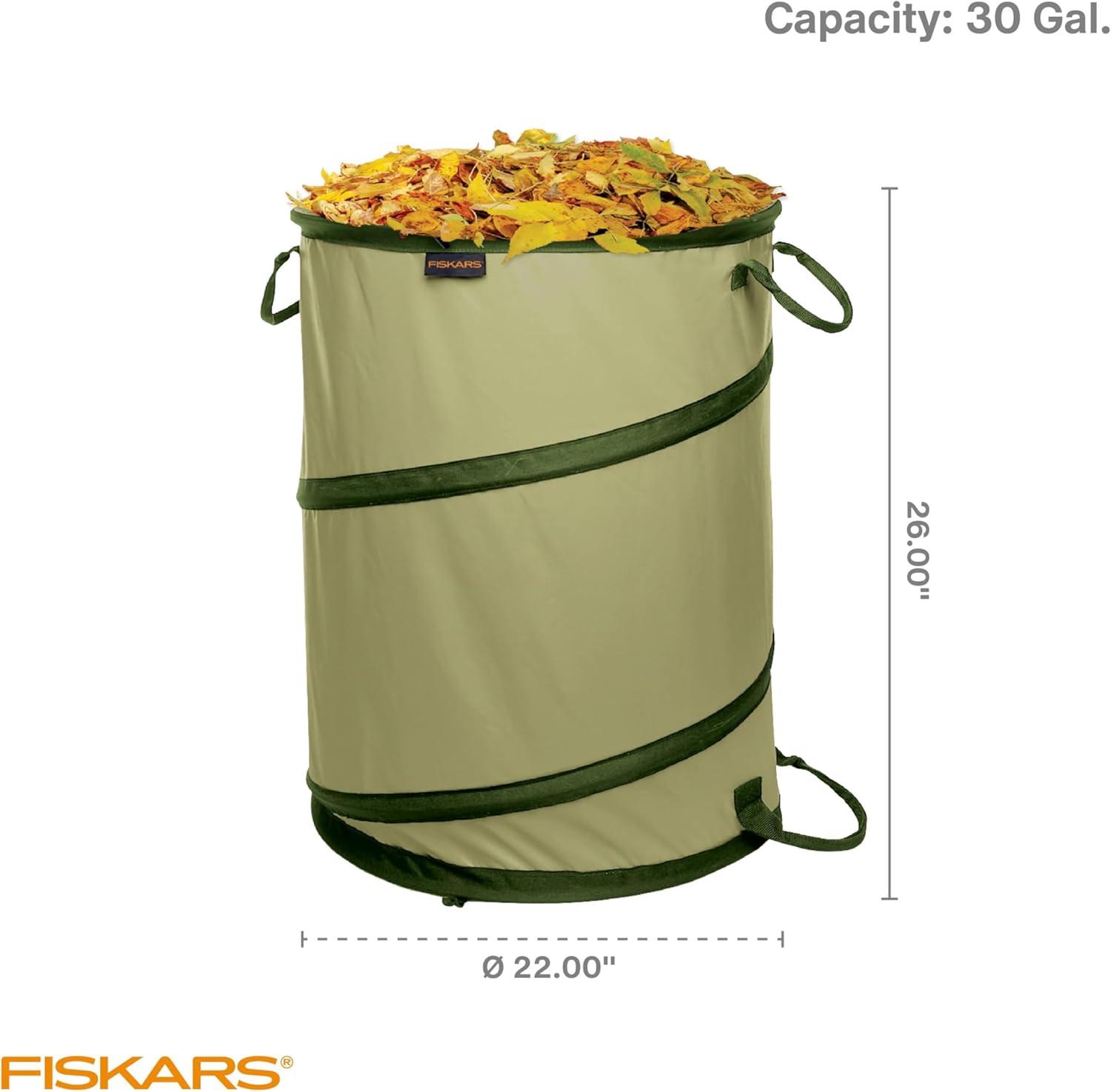 imageFiskars Kangaroo Collapsible Garden Bag for Yard Waste 30 Gallon Reusable Container for Lawn Care and Gardening30 Gallon
