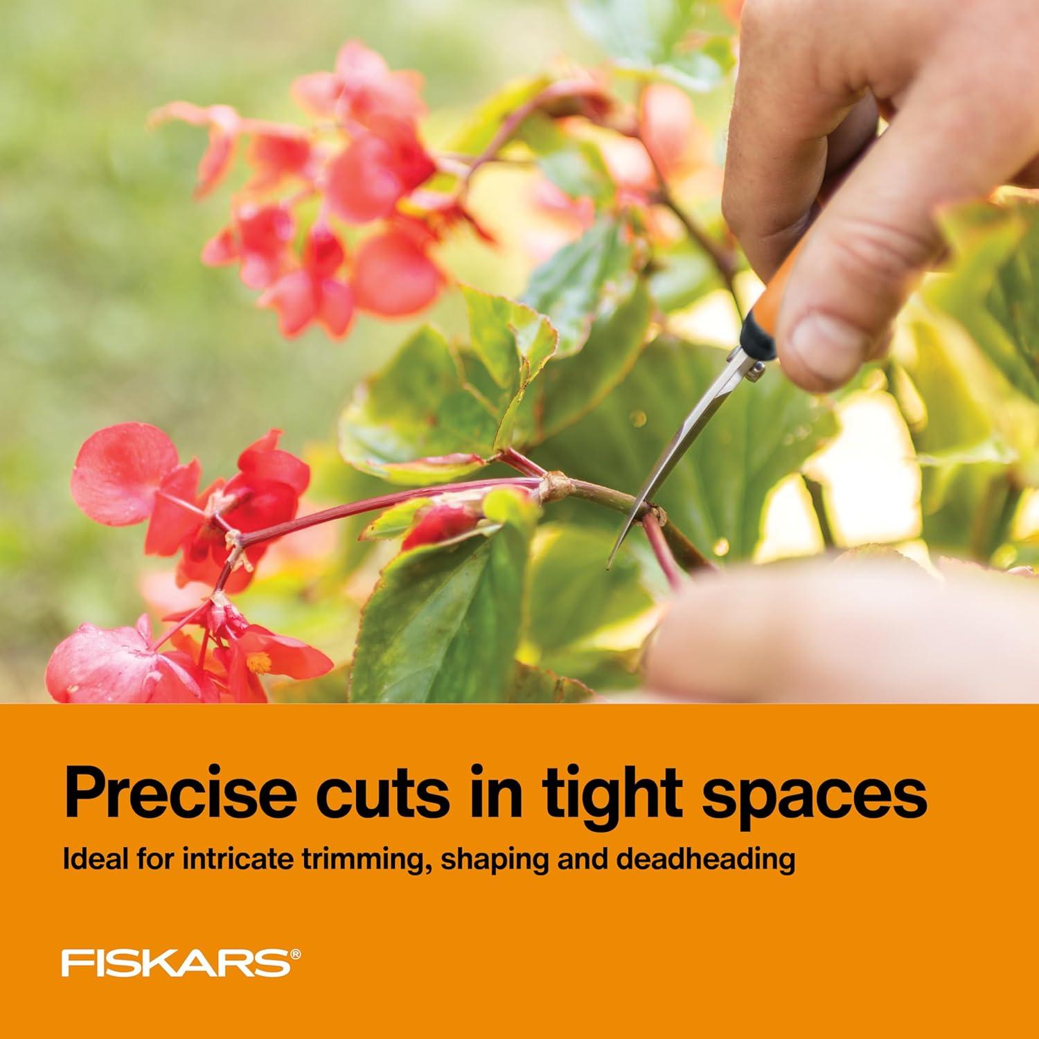 imageFiskars MicroTip Rose Pruning Shears 6quot Garden Shears NonStick Coated Stainless Steel Blade Gardening Scissors with SoftGrip HandlePruning Snips Curved