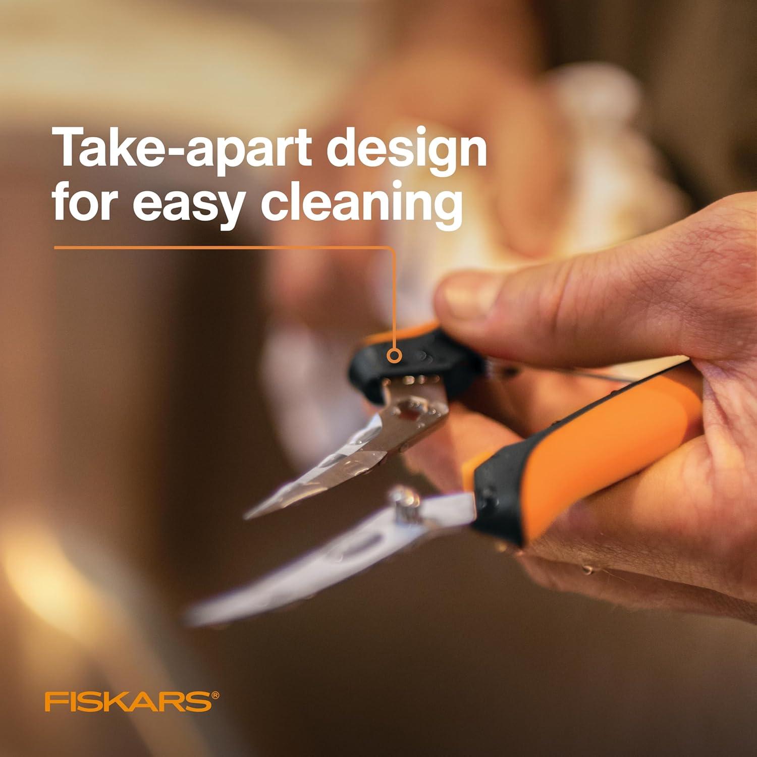 imageFiskars MicroTip Rose Pruning Shears 6quot Garden Shears NonStick Coated Stainless Steel Blade Gardening Scissors with SoftGrip HandlePruning Snips Curved
