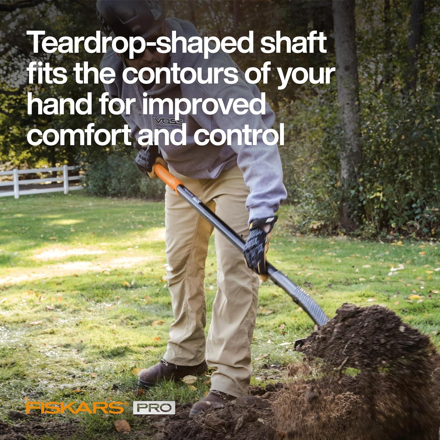 imageFiskars PRO Transfer Shovel 42 Inch HeavyDuty Aluminum Shovel with DHandle for Maximum Leverage Ideal for Moving Gravel Soil and Garden DebrisTransfer Shovel  58 in