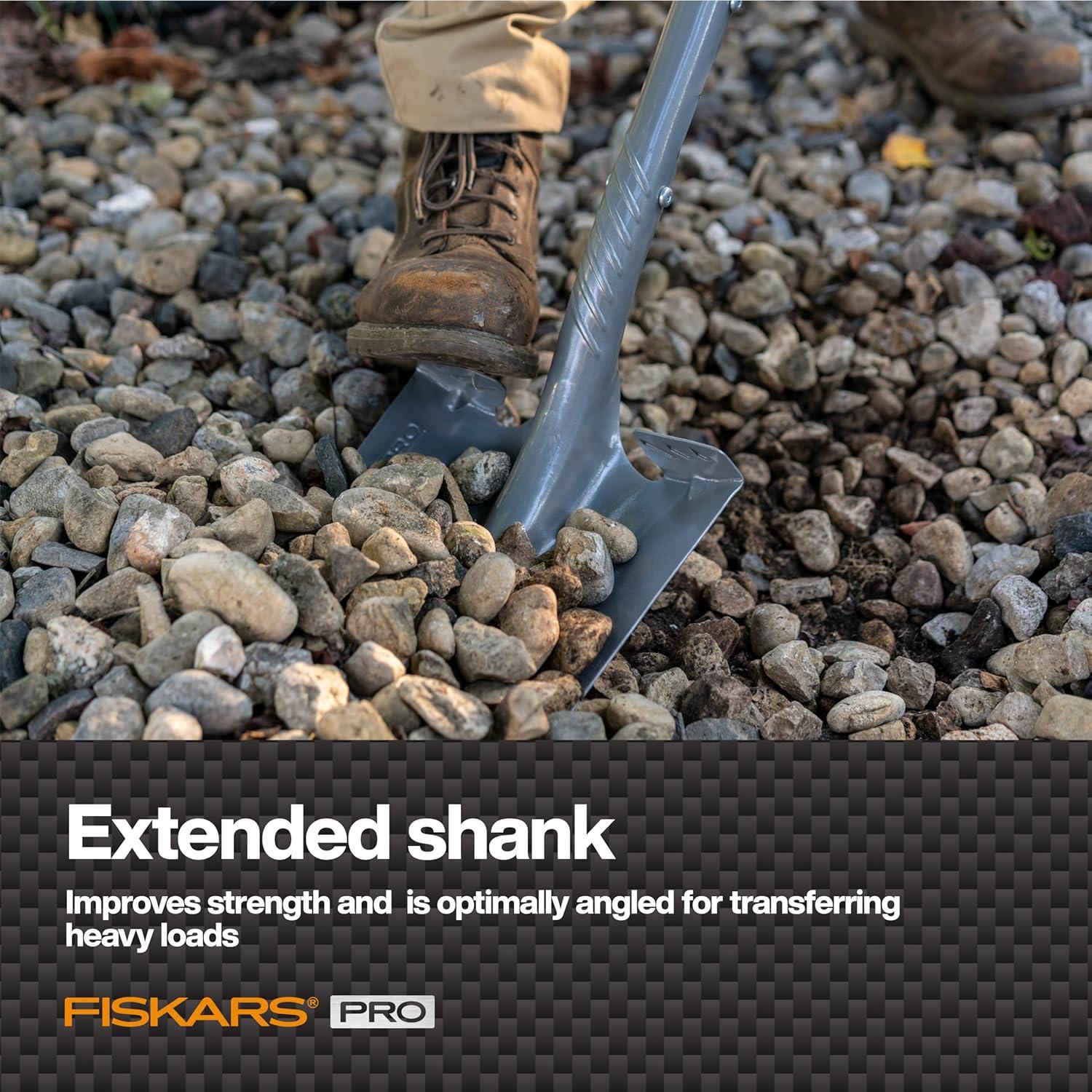 imageFiskars PRO Transfer Shovel 42 Inch HeavyDuty Aluminum Shovel with DHandle for Maximum Leverage Ideal for Moving Gravel Soil and Garden DebrisTransfer Shovel  58 in