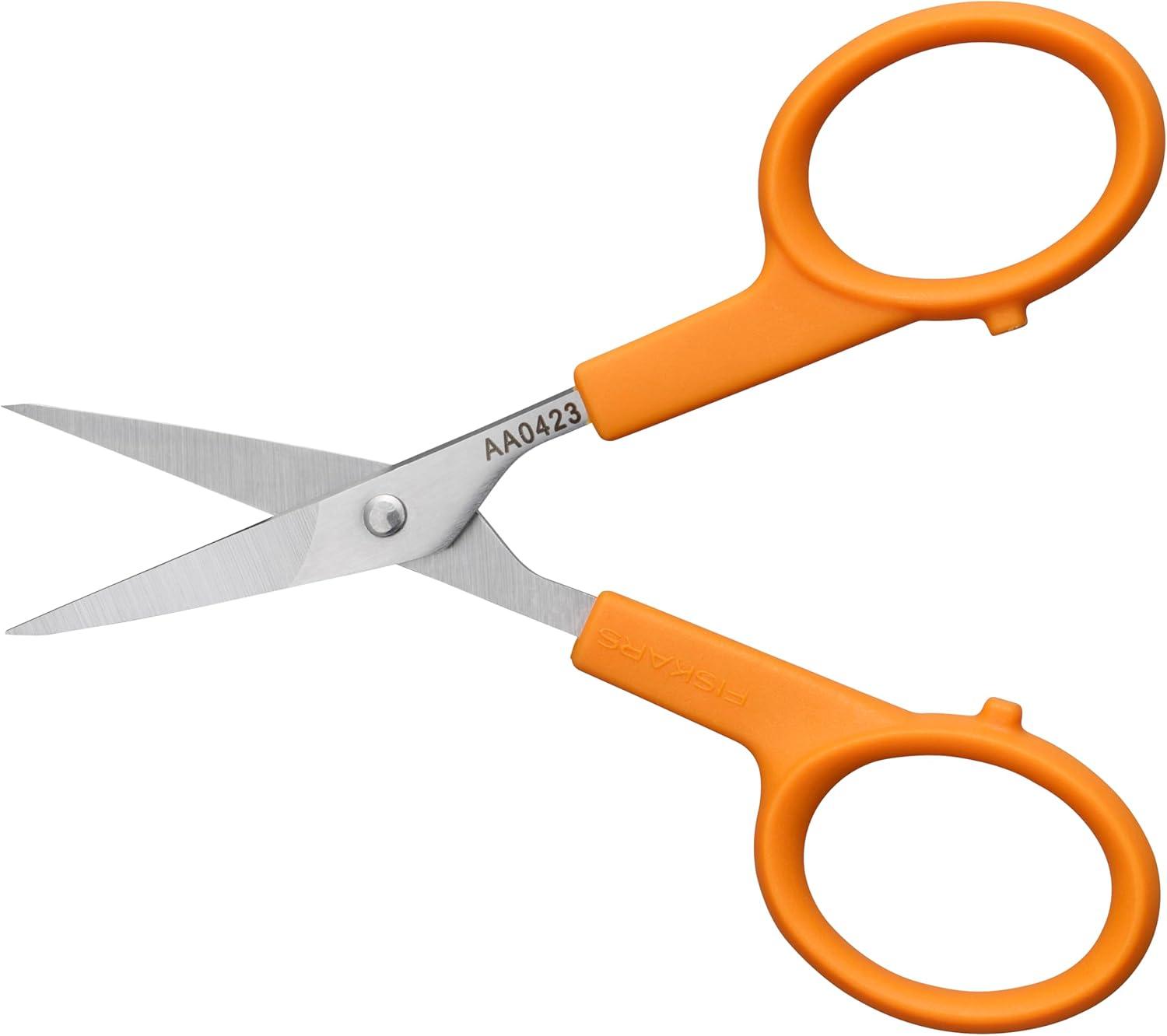imageFiskars Premier No 5 MicroTip OrangeHandled Fabric Scissors  Double Loop Handle  Sewing and Craft Scissors  Orange5 inches