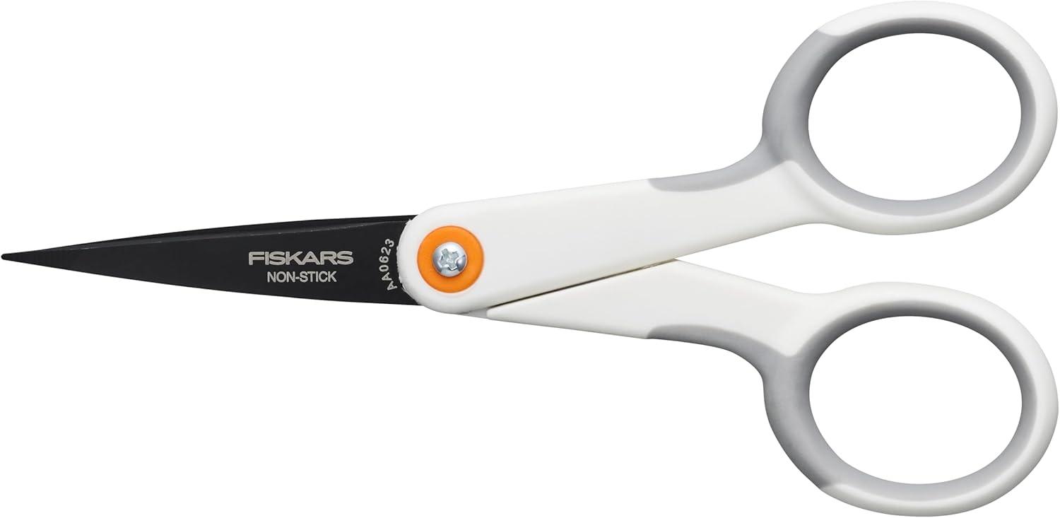 imageFiskars Premier No 5 MicroTip OrangeHandled Fabric Scissors  Double Loop Handle  Sewing and Craft Scissors  Orange5 inches