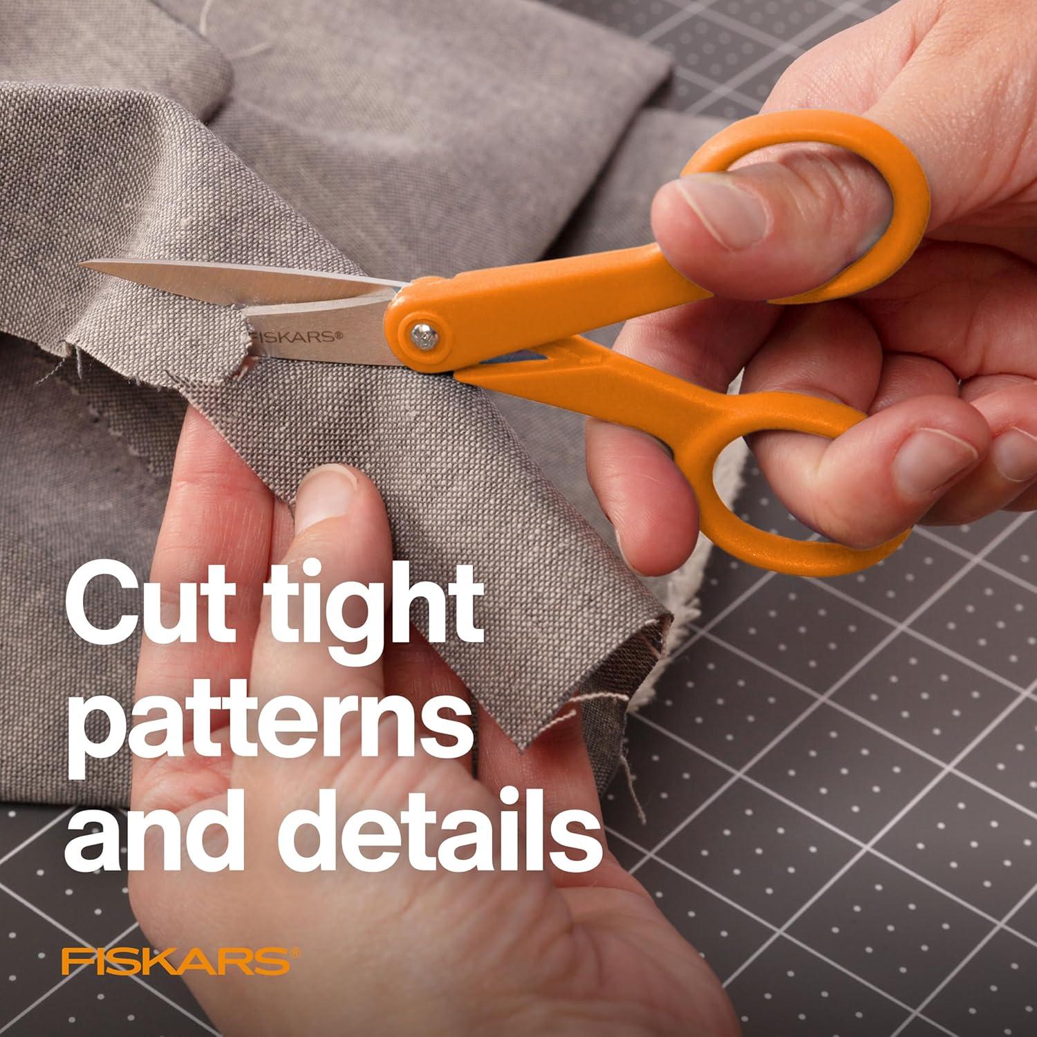 imageFiskars Premier No 5 MicroTip OrangeHandled Fabric Scissors  Double Loop Handle  Sewing and Craft Scissors  Orange8 inches  5 inches 2 Piece Set
