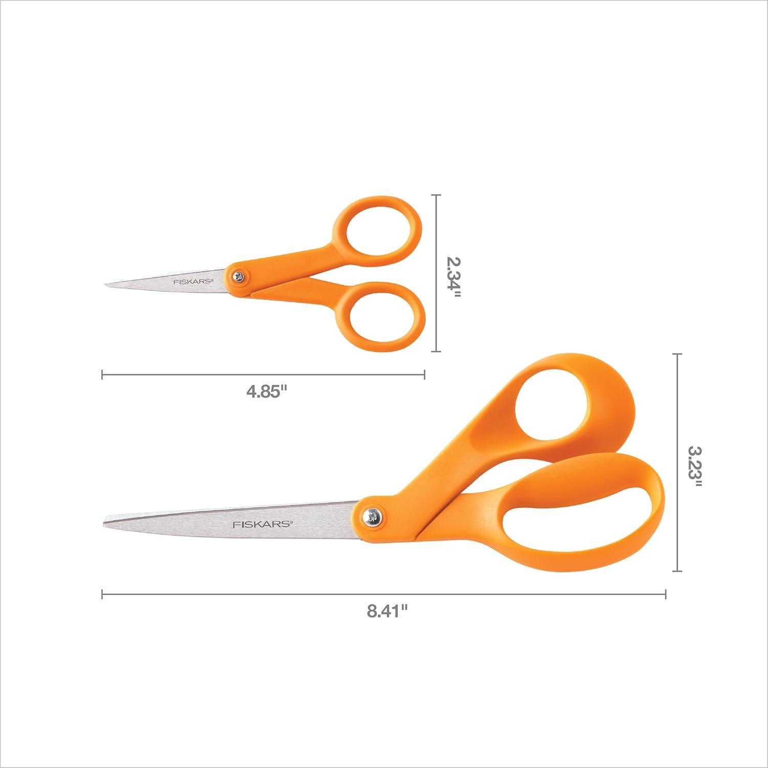 imageFiskars Premier No 5 MicroTip OrangeHandled Fabric Scissors  Double Loop Handle  Sewing and Craft Scissors  Orange8 inches  5 inches 2 Piece Set