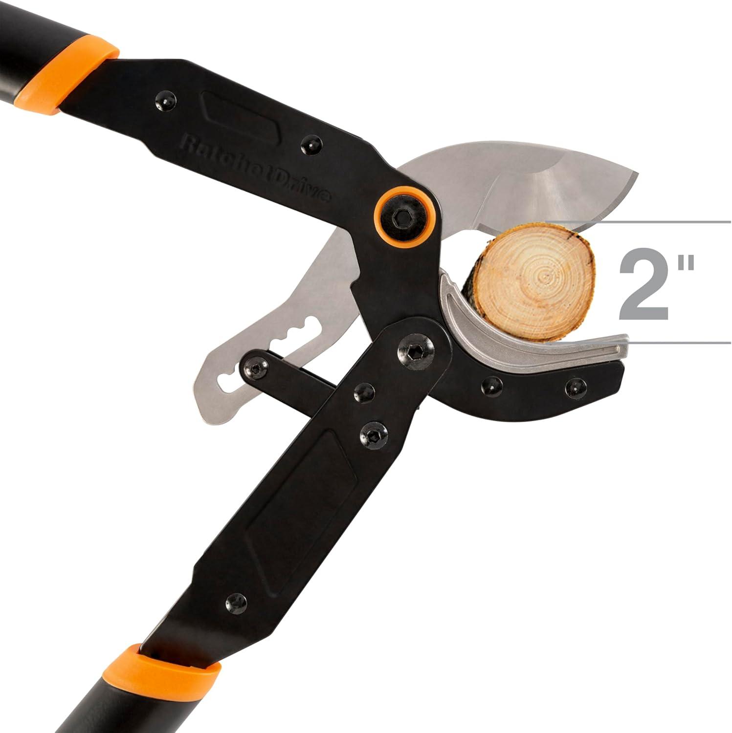 imageFiskars Ratchet Drive Anvil Lopper 32 Inch Heavy Duty Tree Trimmer 2 inch Cut Capacity Riveted Handles for Easy Squeeze Cutting PowerAnvil Lopper 32