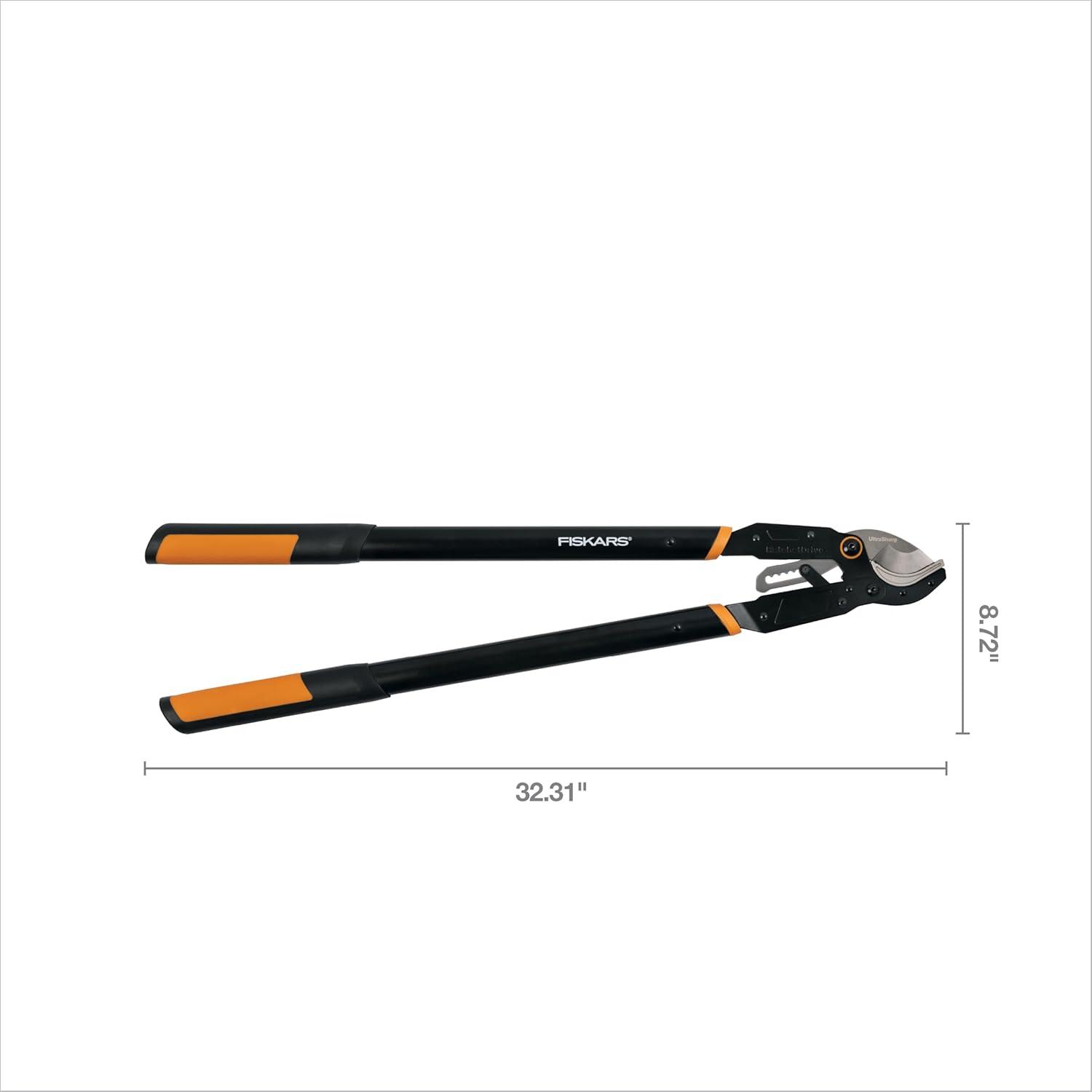 imageFiskars Ratchet Drive Anvil Lopper 32 Inch Heavy Duty Tree Trimmer 2 inch Cut Capacity Riveted Handles for Easy Squeeze Cutting PowerAnvil Lopper 32