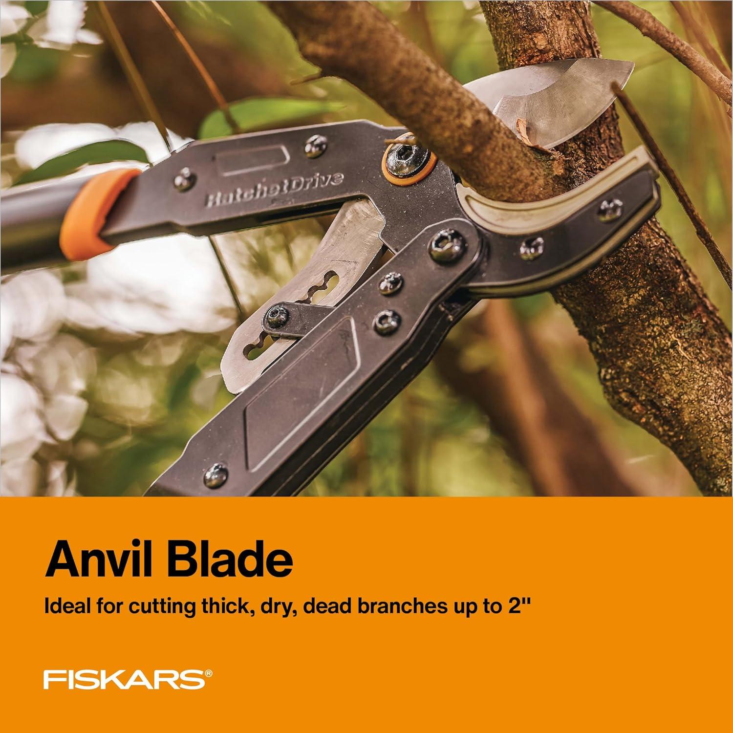imageFiskars Ratchet Drive Anvil Lopper 32 Inch Heavy Duty Tree Trimmer 2 inch Cut Capacity Riveted Handles for Easy Squeeze Cutting PowerAnvil Lopper 32