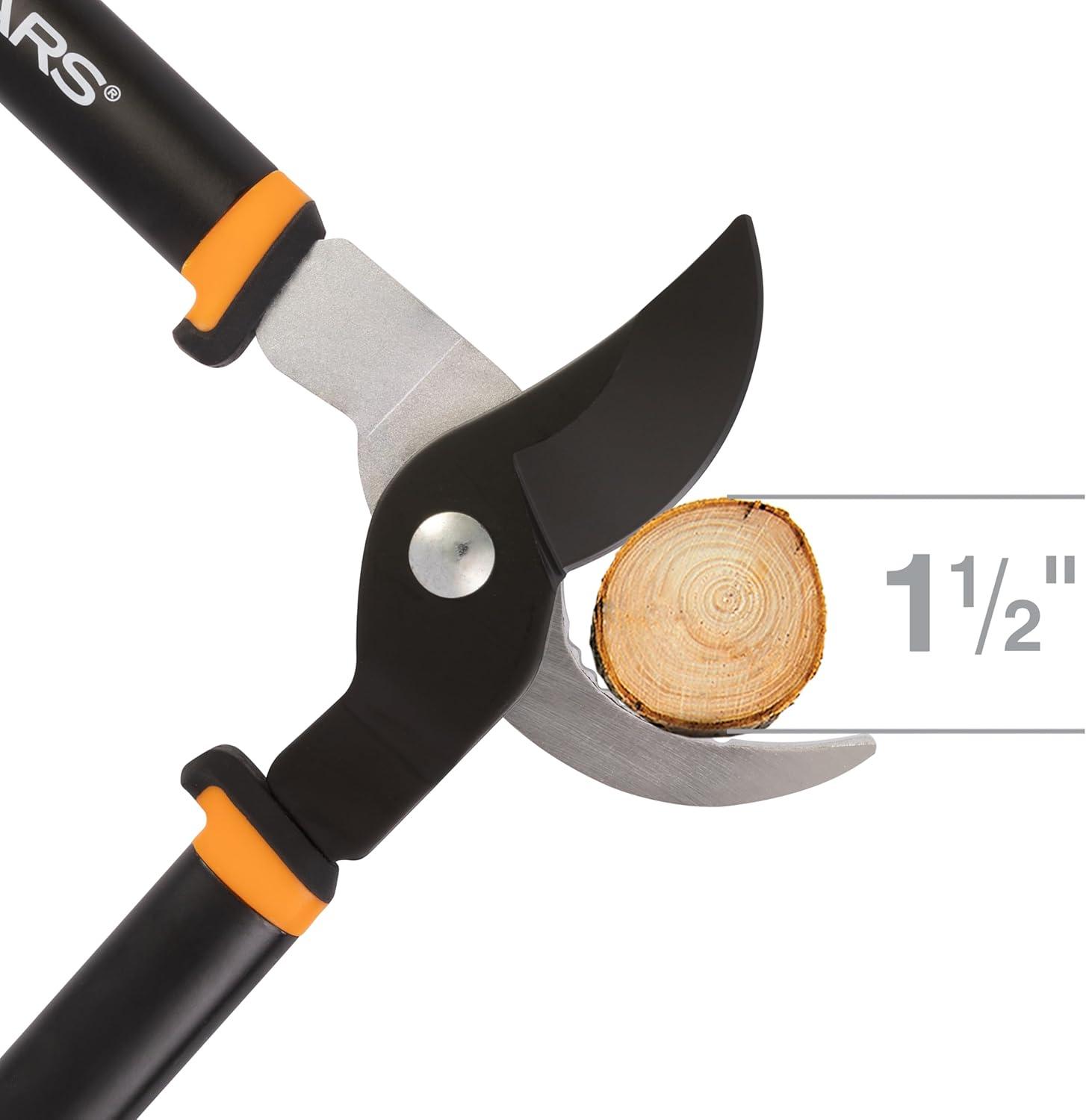 imageFiskars Ratchet Drive Anvil Lopper 32 Inch Heavy Duty Tree Trimmer 2 inch Cut Capacity Riveted Handles for Easy Squeeze Cutting PowerBypass Lopper 24