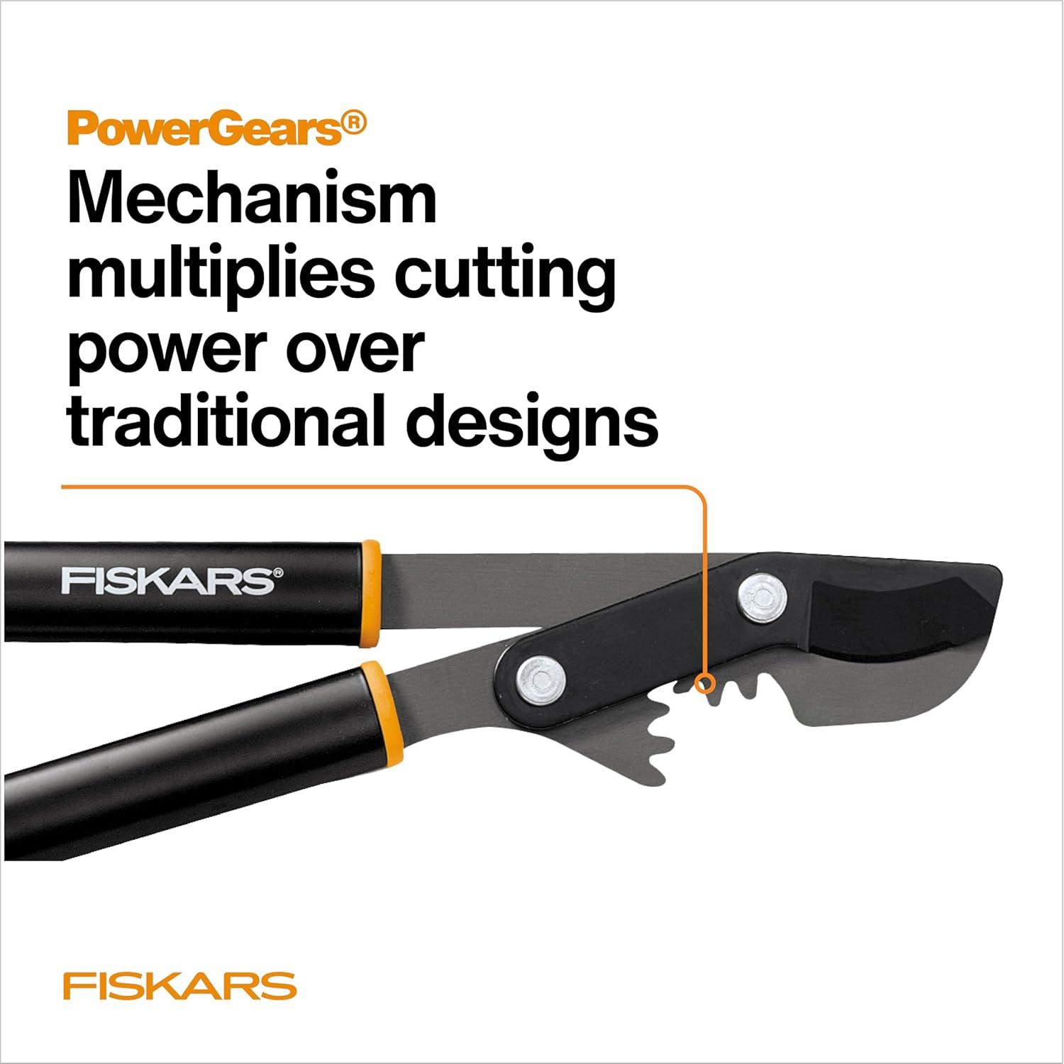 imageFiskars Ratchet Drive Anvil Lopper 32 Inch Heavy Duty Tree Trimmer 2 inch Cut Capacity Riveted Handles for Easy Squeeze Cutting PowerBypass Lopper 32