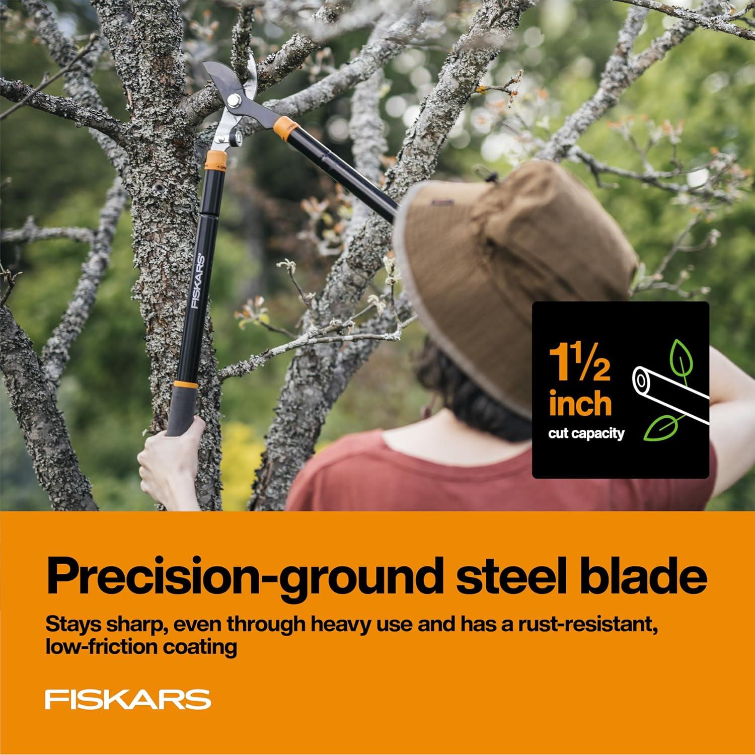 imageFiskars Ratchet Drive Anvil Lopper 32 Inch Heavy Duty Tree Trimmer 2 inch Cut Capacity Riveted Handles for Easy Squeeze Cutting PowerLopper Extendable