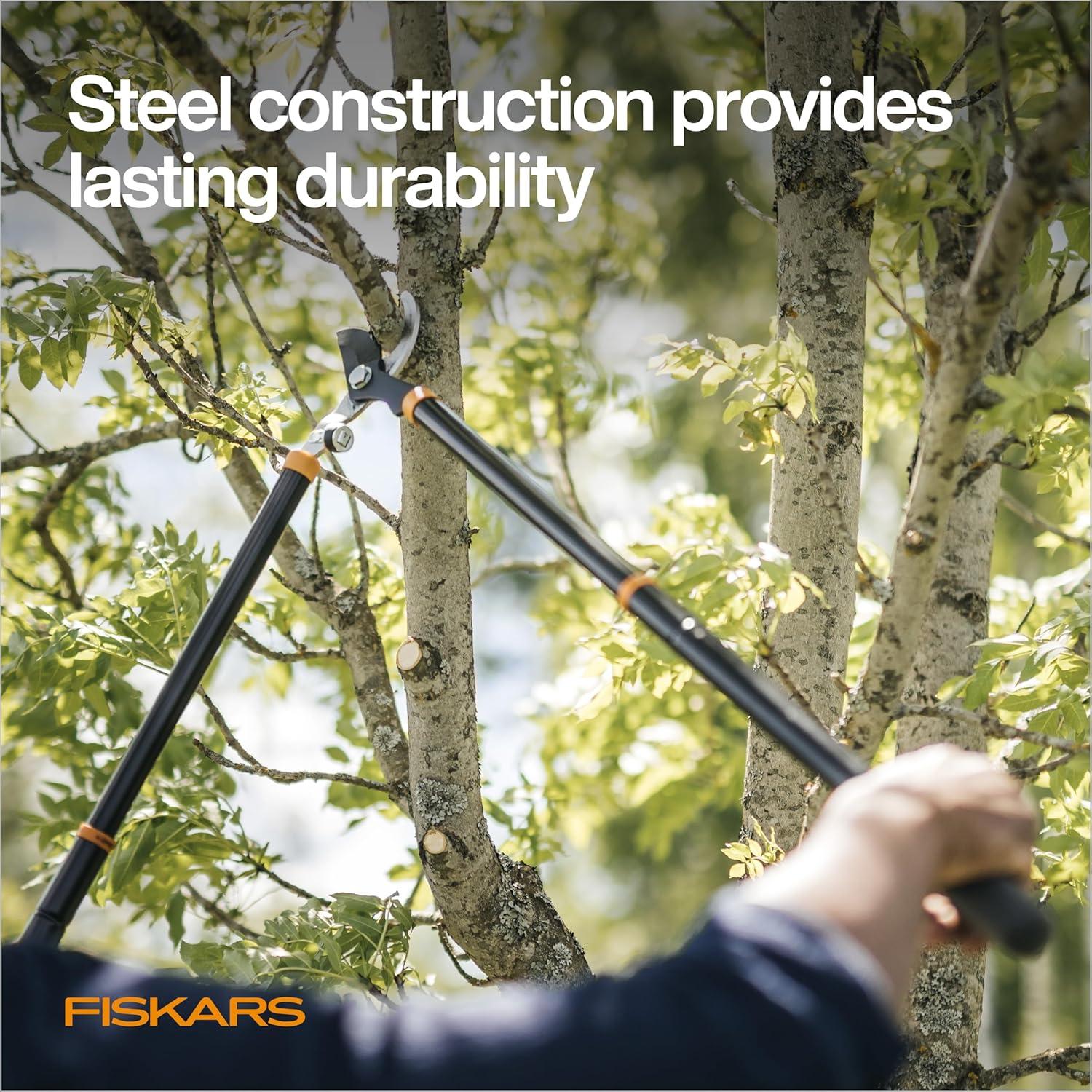 imageFiskars Ratchet Drive Anvil Lopper 32 Inch Heavy Duty Tree Trimmer 2 inch Cut Capacity Riveted Handles for Easy Squeeze Cutting PowerLopper Extendable