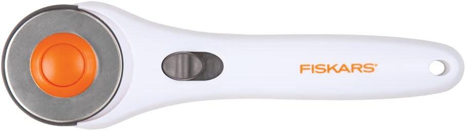 imageFiskars Rotary Cutter 3Piece Set  45mm Blade Rotary Cutter for Fabric Self Healing Cutting Mat and Sewing Ruler  Craft Supplies  WhiteGray196L x 06W