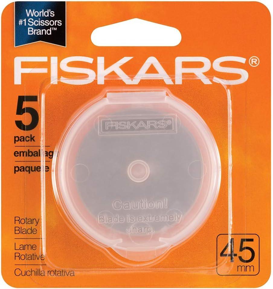 imageFiskars Rotary Cutter 45mm Replacement Blades  5Pack  45mm Stainless Steel Rotary Cutter Blade  Craft Supplies