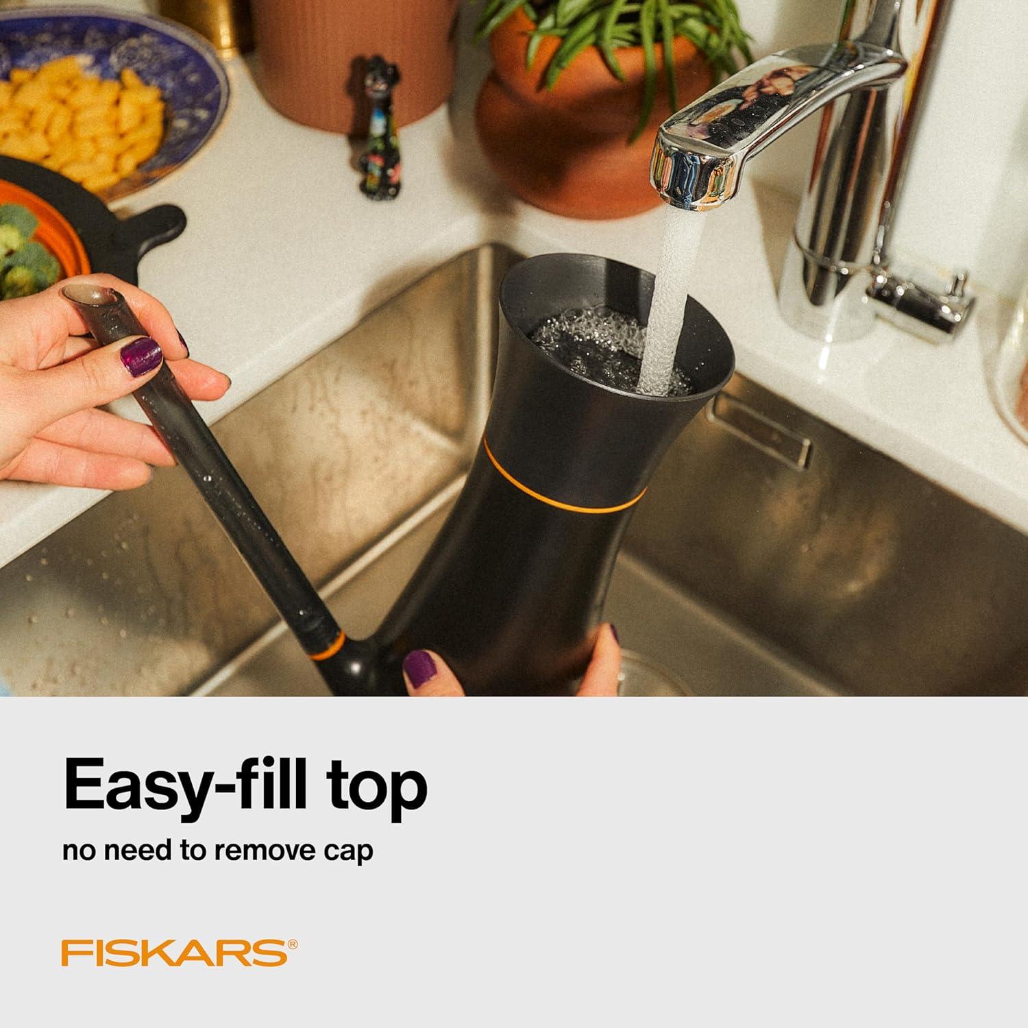 imageFiskars Small Watering Can 40 oz for Indoor Gardening Water Can for Indoor Plants AntiDrip and Removable Nozzle Made with Recycled Plastic