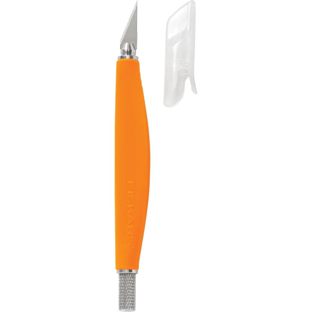 imageFiskars 1651101001 Easy Change Detail Craft Knife No 11 blade OrangeWhiteSoft Grip Knife