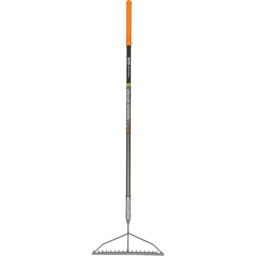 imageFiskars 60quot Pro Garden Rake for Soil with Lightweight Aluminum Handle Heavy Duty Gardening Tool