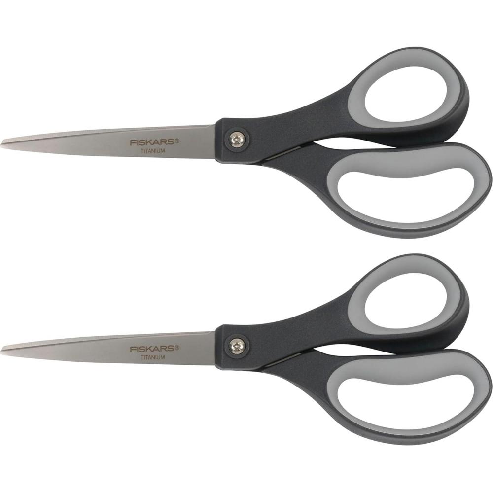 imageFiskars 8 LeftHanded Titanium Scissors SoftGrip Handle for Comfort Durable Stainless Steel Blades for Home and Office UseTitanium  SoftGrip