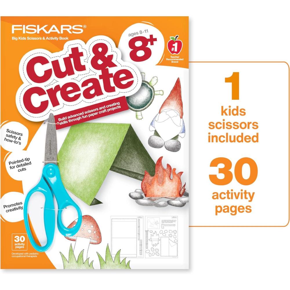 imageFiskars Cut ampamp Learn Kids Activity Book and Training Scissors  Gifts for Kids  Ages 3Ages 8