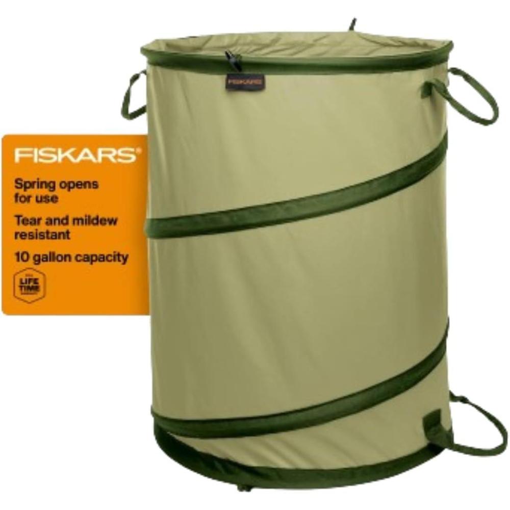 imageFiskars Kangaroo Collapsible Garden Bag for Yard Waste 30 Gallon Reusable Container for Lawn Care and GardeningGarden Bag  10 Gallon