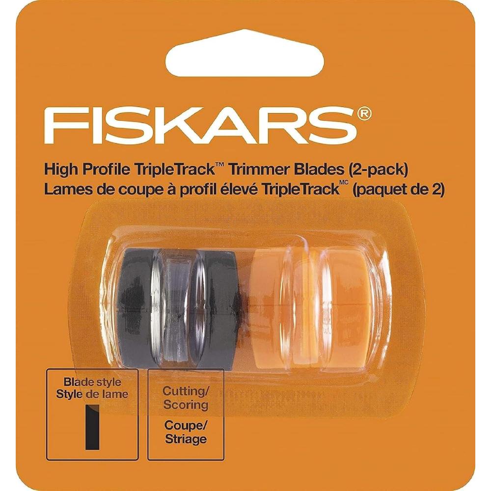 imageFiskars TripleTrack Trimmer Replacement Blades  2Pack  High Profile Style I Blades for Cutting and Scoring  Arts and Crafts  OrangeBlack2 Pack