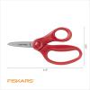 imageFiskars 5quot PointedTip Scissors for Kids 47 3Pack  Scissors for School or Crafting  Back to School Supplies  Red Blue TurquoiseBlue  Red  Red Lightning