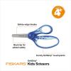 imageFiskars 5quot SoftGrip BluntTip Scissors for Kids Ages 47 3Pack Scissors for School or Crafting Back to School Supplies Blue Purple and Pink DesignsBlue Lightning