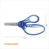 imageFiskars 5quot SoftGrip BluntTip Scissors for Kids Ages 47 3Pack Scissors for School or Crafting Back to School Supplies Blue Purple and Pink DesignsBlue Lightning