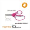 imageFiskars 5quot SoftGrip BluntTip Scissors for Kids Ages 47 3Pack Scissors for School or Crafting Back to School Supplies Blue Purple and Pink DesignsPink Floral