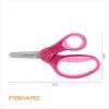 imageFiskars 5quot SoftGrip BluntTip Scissors for Kids Ages 47 3Pack Scissors for School or Crafting Back to School Supplies Blue Purple and Pink DesignsPink Glitter