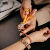 imageFiskars Premier No 5 MicroTip OrangeHandled Fabric Scissors  Double Loop Handle  Sewing and Craft Scissors  Orange5 inches
