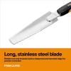 imageFiskars Xact Hand Rake Heavy Duty Gardening Hand Tool with Ergonomic Handle and Hanging Hole for Storage Stainless Steel Head and Tines Perfect for Maintaining a Raised Garden BedWeeder