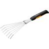 imageFiskars Xact Hand Rake Heavy Duty Gardening Hand Tool with Ergonomic Handle and Hanging Hole for Storage Stainless Steel Head and Tines Perfect for Maintaining a Raised Garden BedRake