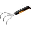 imageFiskars Xact Hand Rake Heavy Duty Gardening Hand Tool with Ergonomic Handle and Hanging Hole for Storage Stainless Steel Head and Tines Perfect for Maintaining a Raised Garden BedCultivator