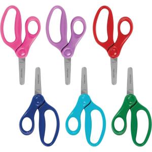imageFiskars 5quot BluntTip Scissors for Kids Ages 47 3Pack  Scissors for School or Crafting  Back to School Supplies  Red Blue TurquoiseAssorted Colors
