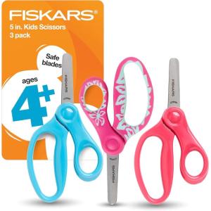 imageFiskars 5quot BluntTip Scissors for Kids Ages 47 3Pack  Scissors for School or Crafting  Back to School Supplies  Red Blue TurquoiseFloral