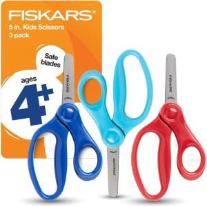 imageFiskars 5quot BluntTip Scissors for Kids Ages 47 3Pack  Scissors for School or Crafting  Back to School Supplies  Red Blue TurquoiseSolid Color