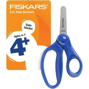 imageFiskars 5quot BluntTip Scissors for Kids Ages 47 For School or Crafting Premium Pink Pack of 1Blue