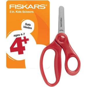 imageFiskars 5quot BluntTip Scissors for Kids Ages 47 For School or Crafting Premium Pink Pack of 1Red
