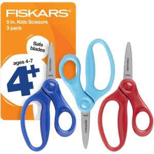 imageFiskars 5quot PointedTip Scissors for Kids 47 3Pack  Scissors for School or Crafting  Back to School Supplies  Red Blue TurquoiseBlue  Turquoise  Red